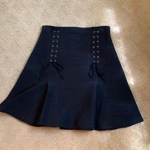 Bebe Lace Up Fit n Flare Bandage Skirt
